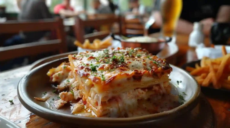 Close-up of juicy, showing melted cheese and rich meat sauce layers.