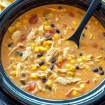 Bowl of Crockpot Chicken and Black Bean Soup garnished with cilantro